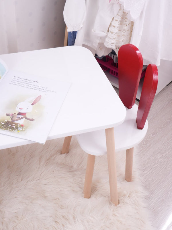 Gyerekasztal székekkel Bunny One Chair Set - Red, White-VASBÚTOR