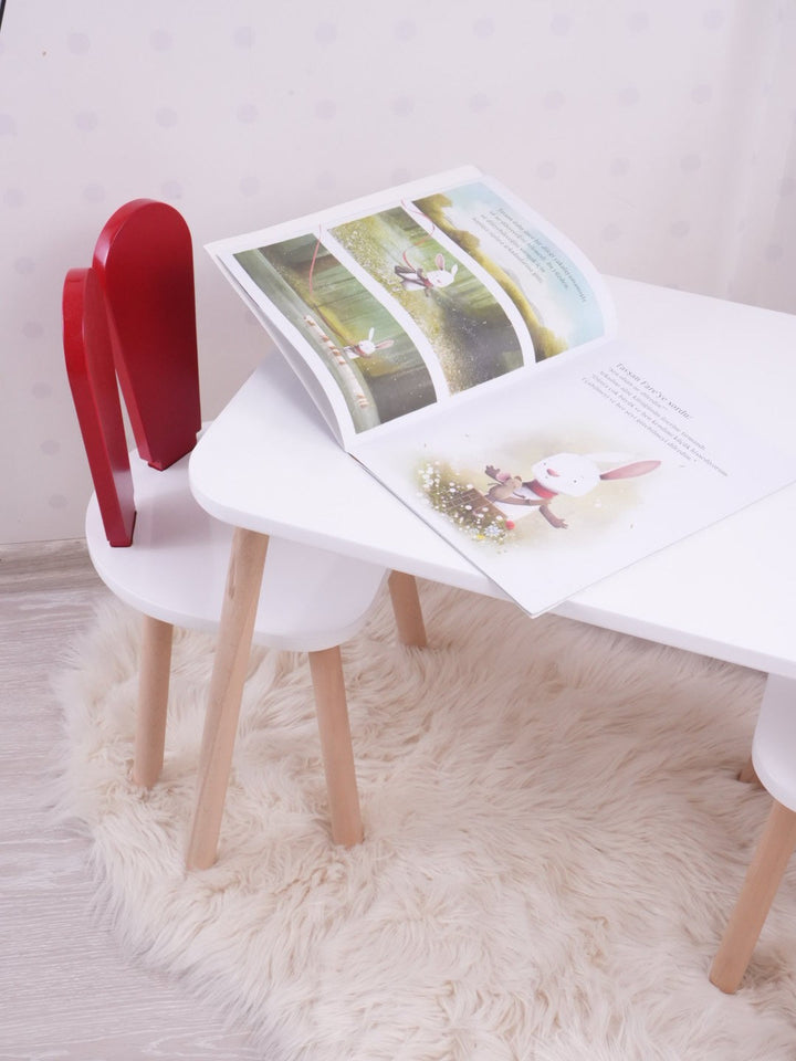 Gyerekasztal székekkel Bunny One Chair Set - Red, White-VASBÚTOR