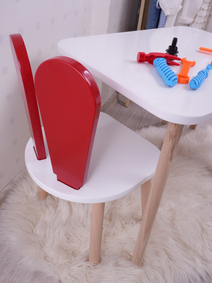 Gyerekasztal székekkel Bunny One Chair Set - Red, White-VASBÚTOR