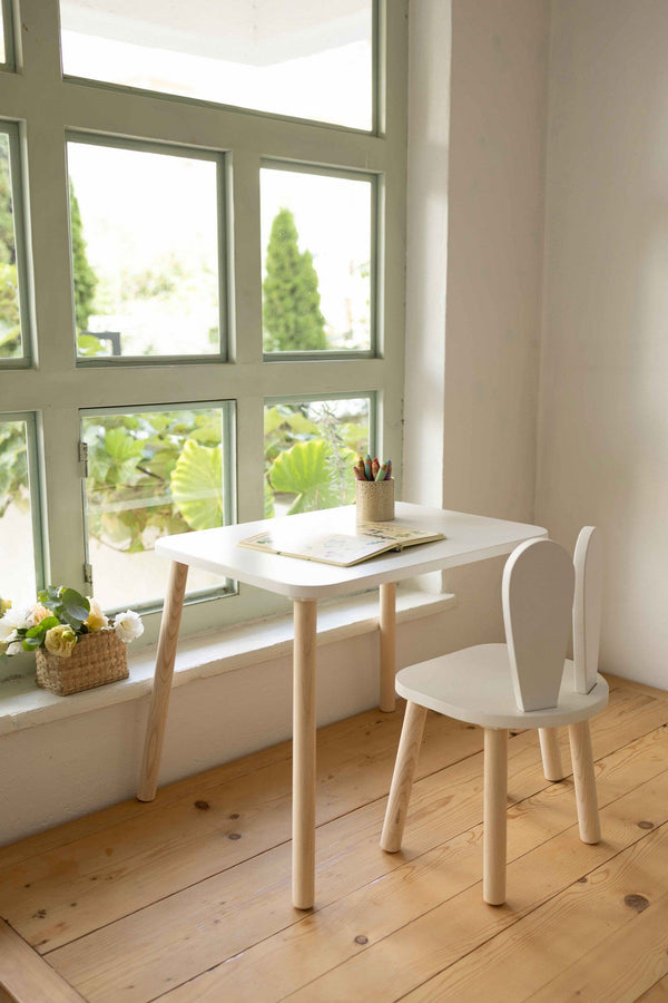 Gyerekasztal székekkel Bunny One Chair Set - White-VASBÚTOR