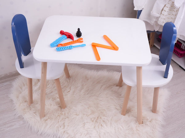 Gyerekasztal székekkel Bunny Two Chair Set - Blue, White-VASBÚTOR