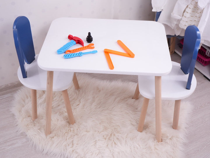 Gyerekasztal székekkel Bunny Two Chair Set - Blue, White-VASBÚTOR