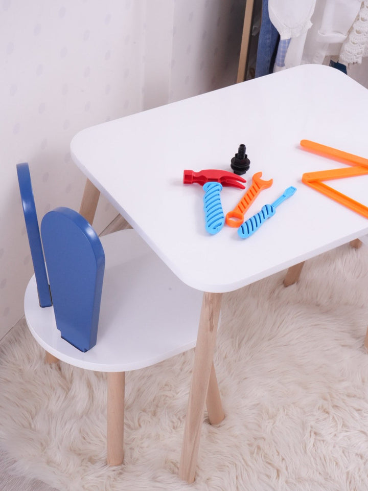 Gyerekasztal székekkel Bunny Two Chair Set - Blue, White-VASBÚTOR