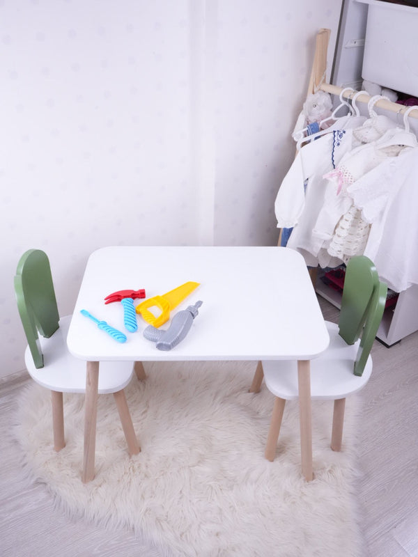 Gyerekasztal székekkel Bunny Two Chair Set - Green, White-VASBÚTOR