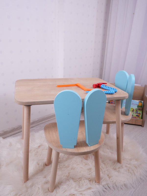 Gyerekasztal székekkel Bunny Two Chair Set - Baby Blue, Brown-VASBÚTOR