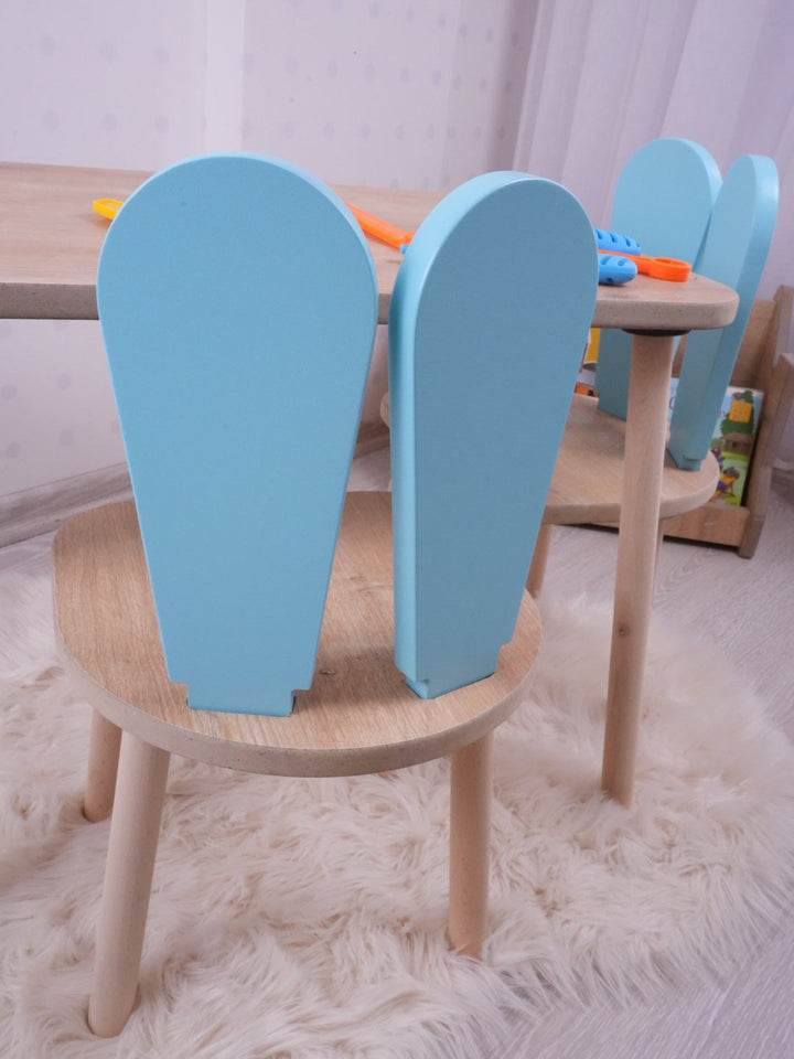 Gyerekasztal székekkel Bunny Two Chair Set - Baby Blue, Brown-VASBÚTOR