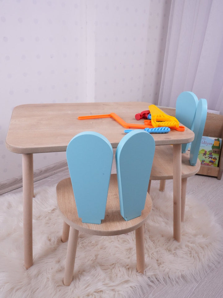 Gyerekasztal székekkel Bunny Two Chair Set - Baby Blue, Brown-VASBÚTOR