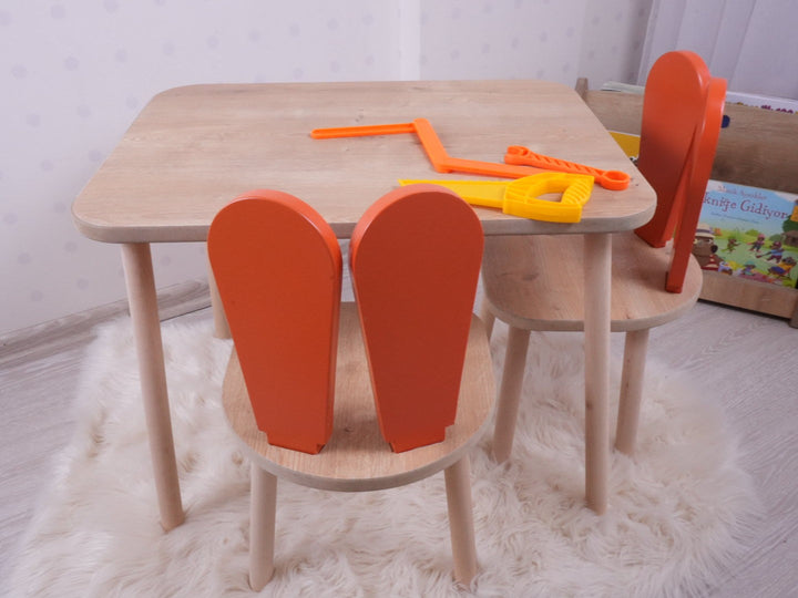 Gyerekasztal székekkel Bunny Two Chair Set - Orange, Brown-VASBÚTOR