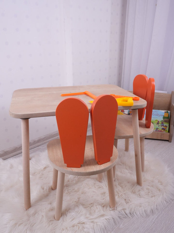 Gyerekasztal székekkel Bunny Two Chair Set - Orange, Brown-VASBÚTOR