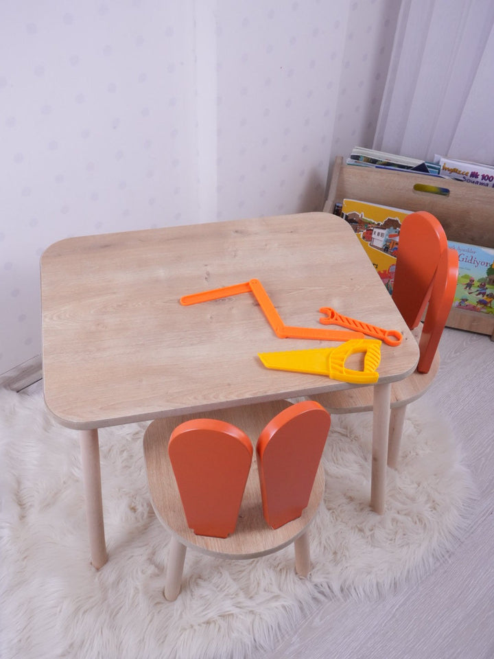 Gyerekasztal székekkel Bunny Two Chair Set - Orange, Brown-VASBÚTOR