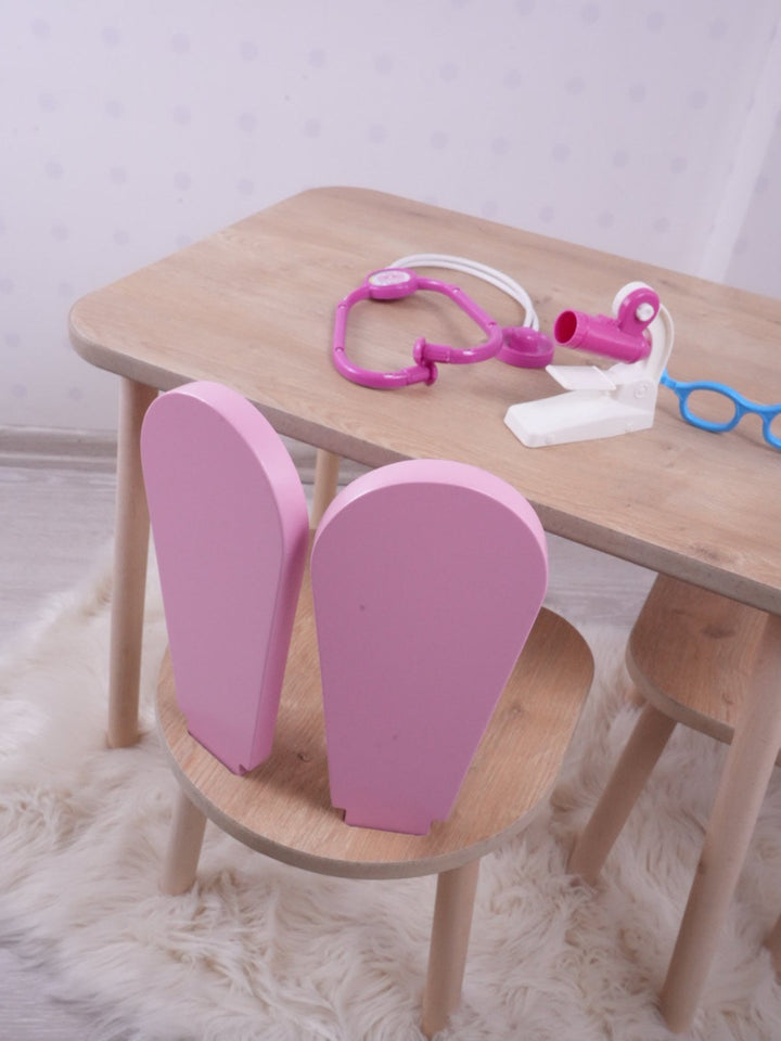 Gyerekasztal székekkel Bunny Two Chair Set - Pink, Brown-VASBÚTOR