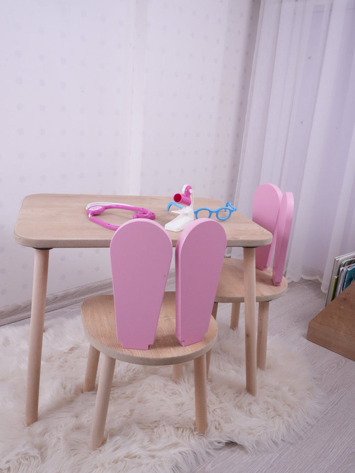 Gyerekasztal székekkel Bunny Two Chair Set - Pink, Brown-VASBÚTOR