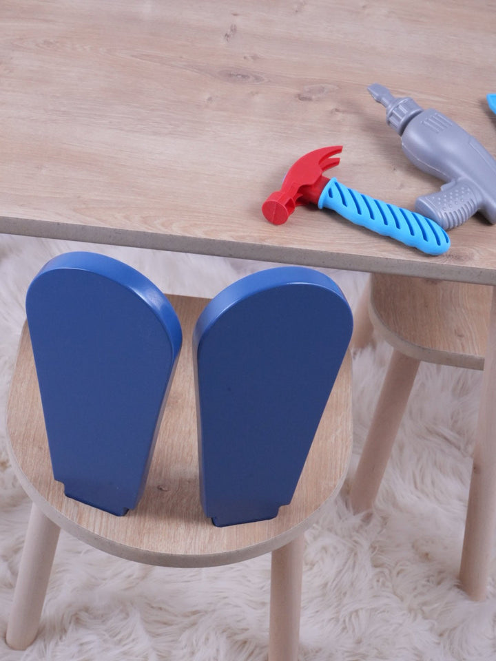Gyerekasztal székekkel Bunny Two Chair Set - Blue, Brown-VASBÚTOR