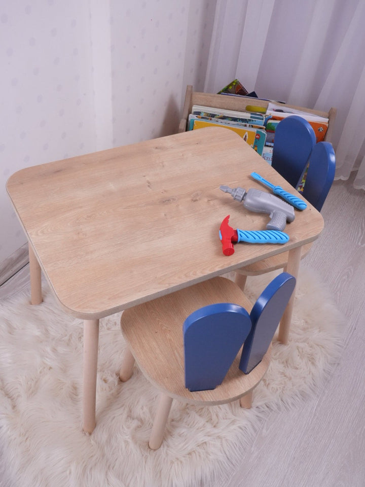 Gyerekasztal székekkel Bunny Two Chair Set - Blue, Brown-VASBÚTOR