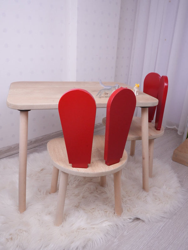 Gyerekasztal székekkel Bunny Two Chair Set - Red, Brown-VASBÚTOR