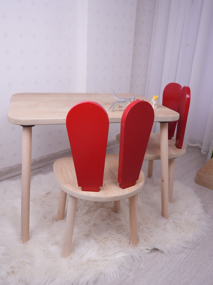 Gyerekasztal székekkel Bunny Two Chair Set - Red, Brown-VASBÚTOR