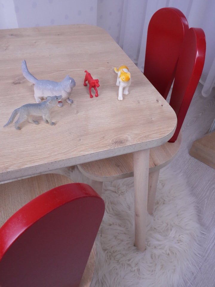 Gyerekasztal székekkel Bunny Two Chair Set - Red, Brown-VASBÚTOR