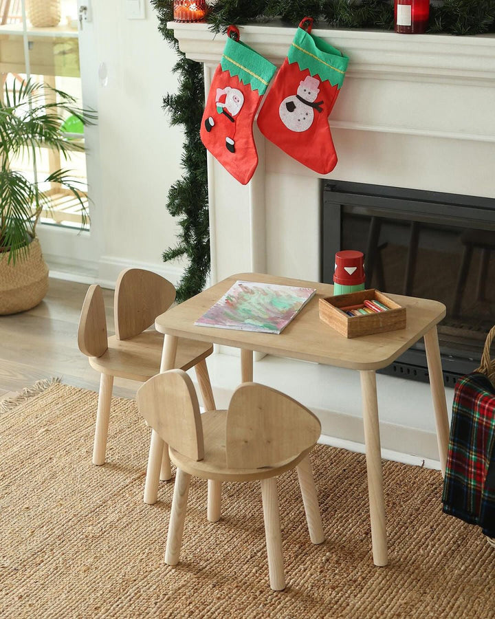 Gyerekasztal székekkel Mickey Two Chair Set - Brown-VASBÚTOR