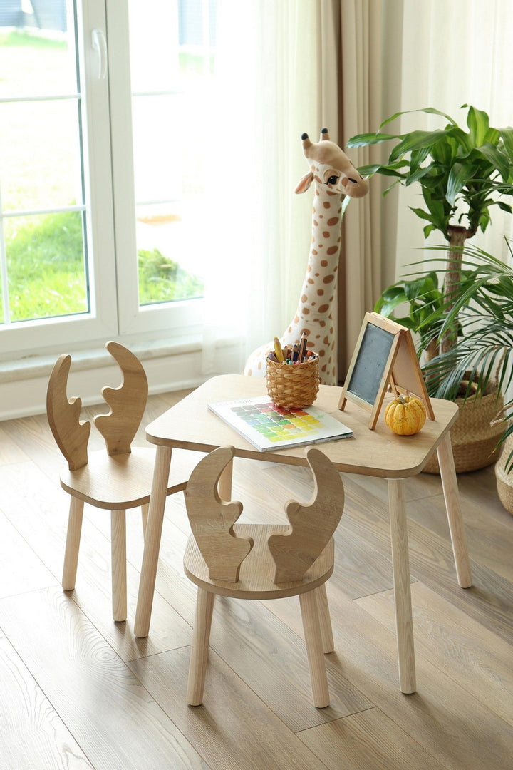 Gyerekasztal székekkel Deer Two Chair Set - Brown-VASBÚTOR