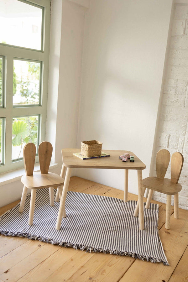 Gyerekasztal székekkel Bunny Two Chair Set - Brown-VASBÚTOR