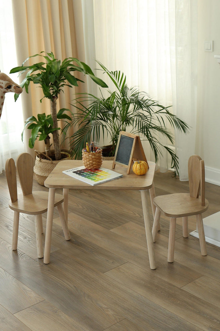 Gyerekasztal székekkel Bunny Two Chair Set - Brown-VASBÚTOR