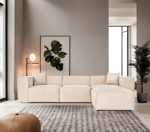 Sarokkanapé Lora (L1-O1-1R-POUFFE ) - Krém-VASBÚTOR