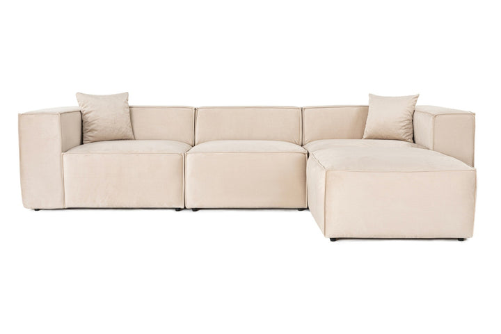 Sarokkanapé Lora (L1-O1-1R-POUFFE ) - Krém-VASBÚTOR