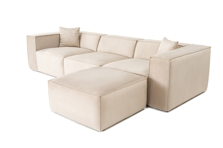 Sarokkanapé Lora (L1-O1-1R-POUFFE ) - Krém-VASBÚTOR