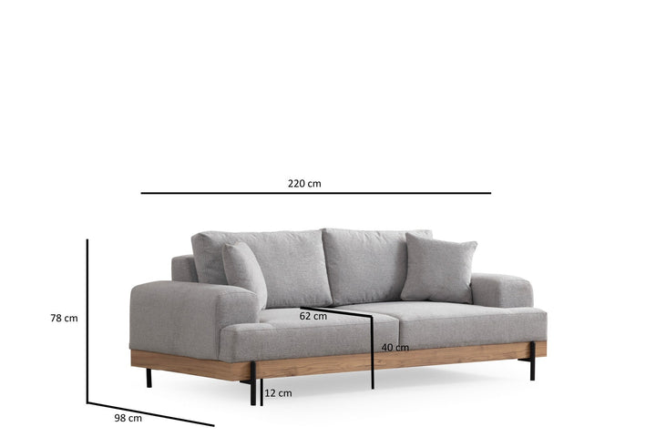 3 személyes kanapé Eti Oak -Szürke-VASBÚTOR