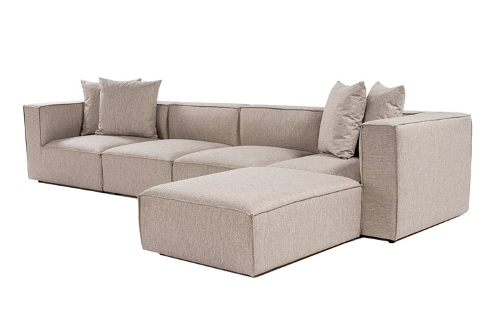Sarokkanapé Sora (L1-O1-O1-1R-POUFFE ) - Homok Bézs-VASBÚTOR