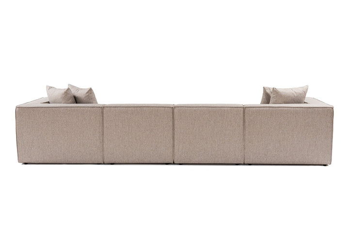 Sarokkanapé Sora (L1-O1-O1-1R-POUFFE ) - Homok Bézs-VASBÚTOR