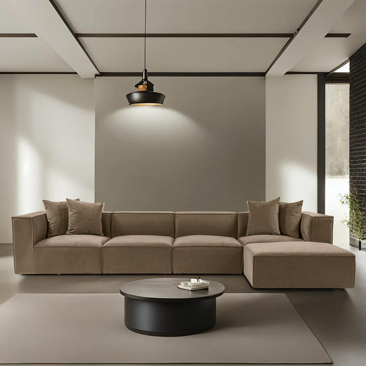 Sarokkanapé Sora (L1-O1-O1-1R-POUFFE ) - Barna-VASBÚTOR