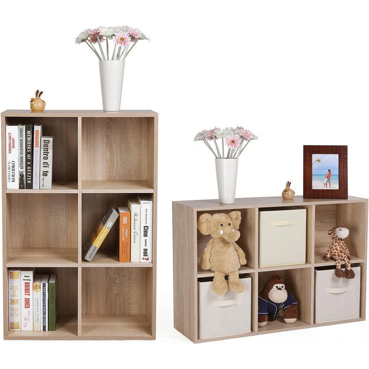 6 Rekeszes könyvespolc, polc, tölgyfa színű-VASBÚTOR