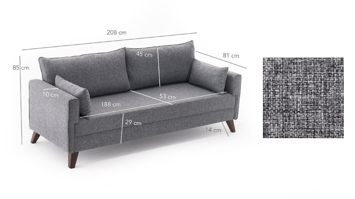 3 személyes kanapé Bella Sofa For 3 Pr - Szürke-VASBÚTOR