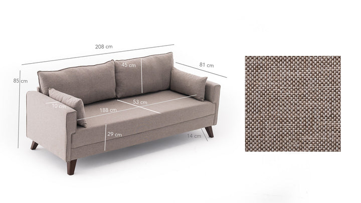 3 személyes kanapé Bella Sofa For 3 Pr - Krém-VASBÚTOR