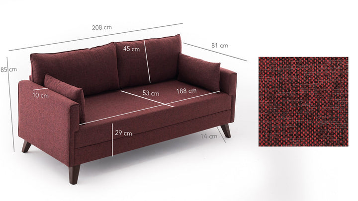 3 személyes kanapé Bella Sofa For 3 Pr - Bordó-VASBÚTOR