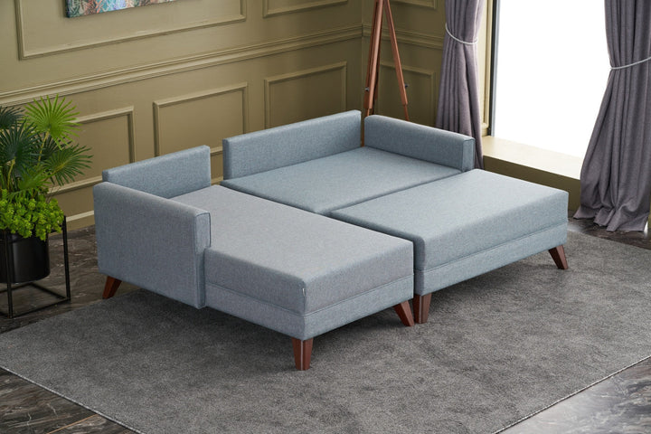 Sarokkanapéágy Bella Soft Mini Köşe Balos - Kék-VASBÚTOR