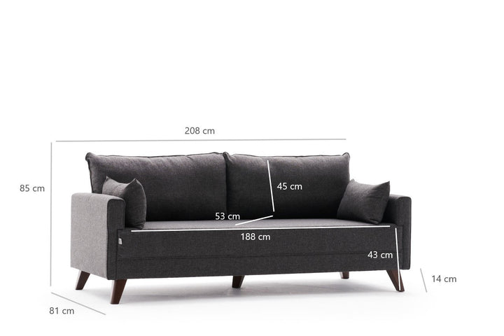 3 személyes kanapé Bella Sofa For 3 Pr - Antracit-VASBÚTOR