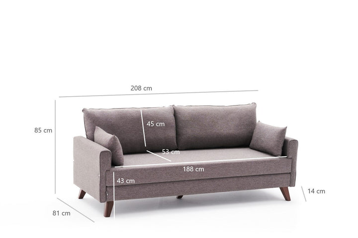3 személyes kanapéágy Bella Sofa - Barna-VASBÚTOR