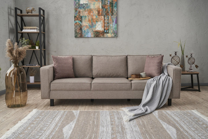 3 személyes kanapé Kale Linen - Krém-VASBÚTOR