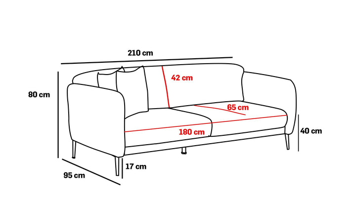3 személyes kanapéágy Venus 3-Seat - Krém-VASBÚTOR