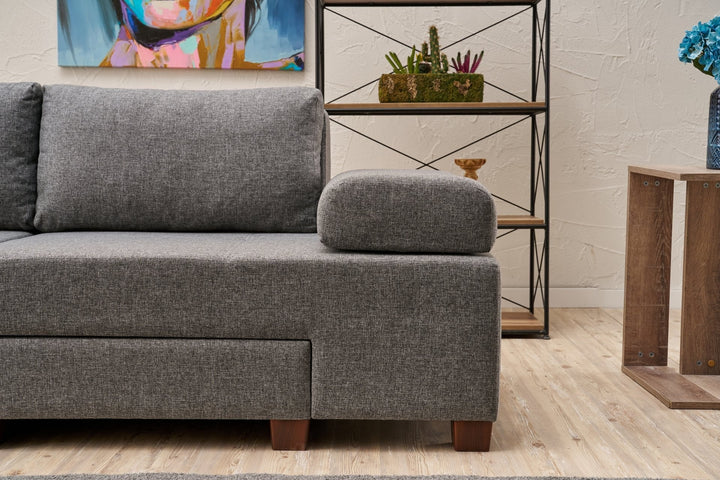 3 személyes kanapéágy Perenna Linen - Szürke-VASBÚTOR