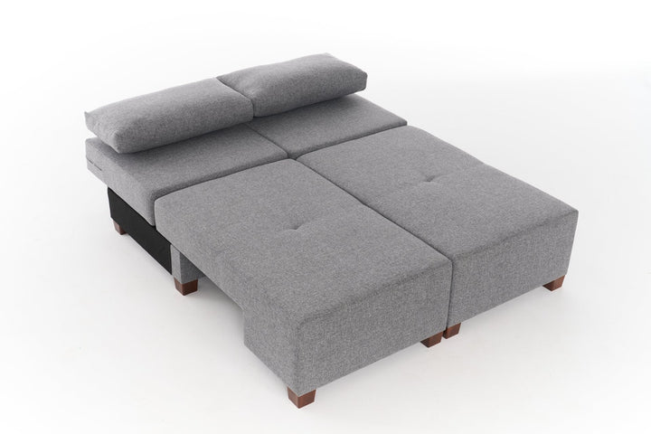 3 személyes kanapéágy Perenna Linen - Szürke-VASBÚTOR