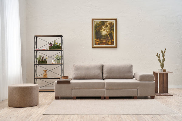 3 személyes kanapéágy Perenna Linen - Krém-VASBÚTOR