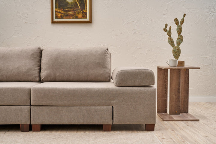 3 személyes kanapéágy Perenna Linen - Krém-VASBÚTOR