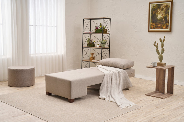 Egyzemélyes kanapéágy- Perenna Linen Balos - Krém-VASBÚTOR