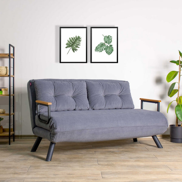 2 személyes kanapéágy Homoko 2-Seater - Szürke-VASBÚTOR