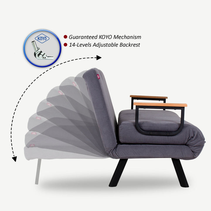 2 személyes kanapéágy Homoko 2-Seater - Szürke-VASBÚTOR
