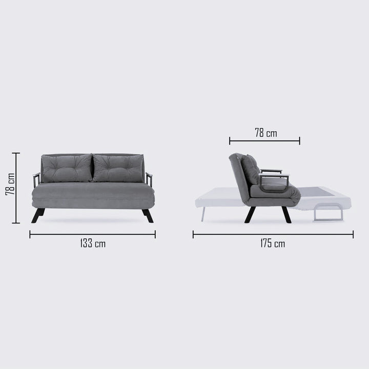 2 személyes kanapéágy Homoko 2-Seater - Krém-VASBÚTOR