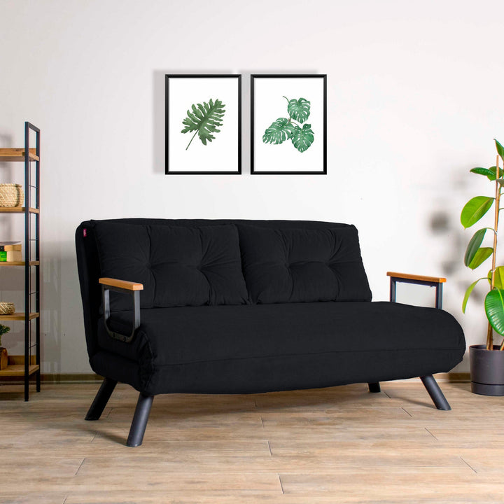 2 személyes kanapéágy Homoko 2-Seater - Fekete-VASBÚTOR